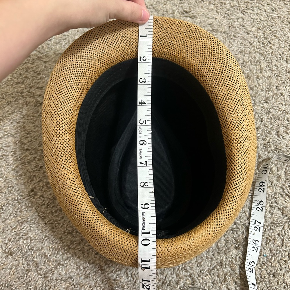 David and Young Straw Blend Fedora Hat Brown Trim Black Interior Padded Size M/L - Picture 11 of 12